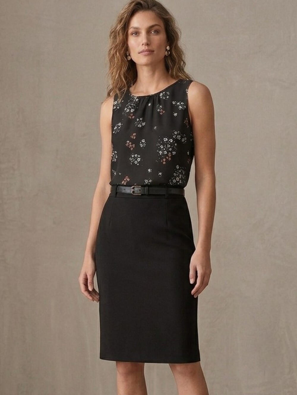 Cabi Misty Sleeveless Ditsy Floral Top Black Multicolour